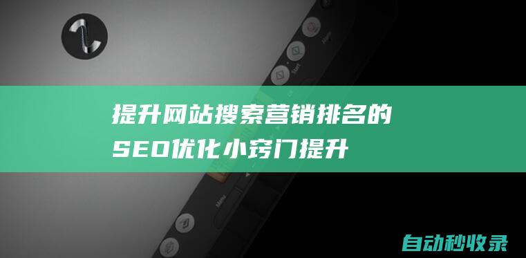 提升網(wǎng)站搜索營銷排名的SEO優(yōu)化小竅門 (提升網(wǎng)站搜索引擎收錄 關(guān)鍵詞排名 自然搜索流量)